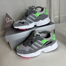 Adidas Yung-96 Juniors Size 5 Gray Pink Green Shoes Sneakers New 