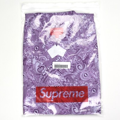 NWT Supreme SS23 Dollar Bill Print S/S Shirt Button Down Purple