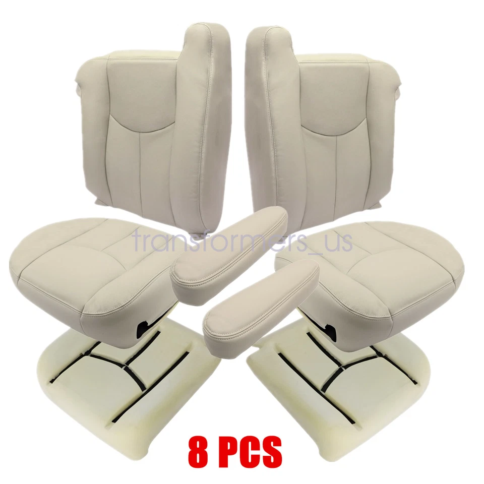 Front Leather Seat Cover & Foam Pad Tan For 2003-2006 Chevy Suburban 1500 2500 - Image 4 of 4