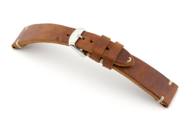 Di-Vo Manufaktur Leder Uhrenarmband Richmond Vintage Handgenäht Cognac 22mm