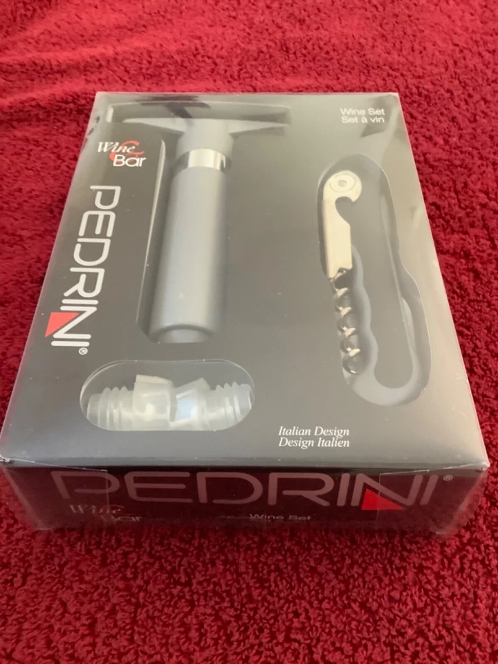 “PEDRINI” Wine Set-‘Cork Screw-Pump and 2 Stoppers’-Italian Design-NEW in BOX - Image 3 of 4