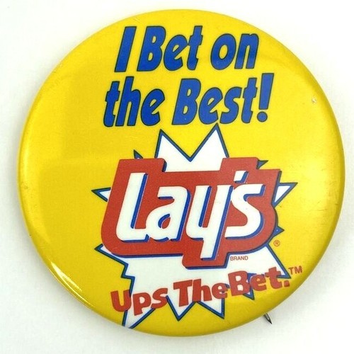 VTG I Bet On The Best Lay's Lays Chips Ups The Bet Advertising Pin Button NOS - Picture 1 of 2