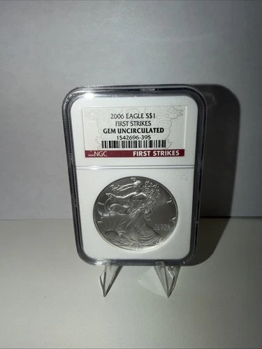 2006 SILVER EAGLE NGC GEM UNCIRCULATED FIRST STRIKES RED LABEL