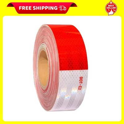 2 Inch x 30Ft Reflective Red and White Tape for Trailer Outdoor Cars Trucks
