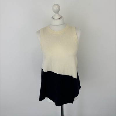 Joseph Asymmetric Merino Wool Sweater Vest Jumper Cream Tank Top Small Shrunk