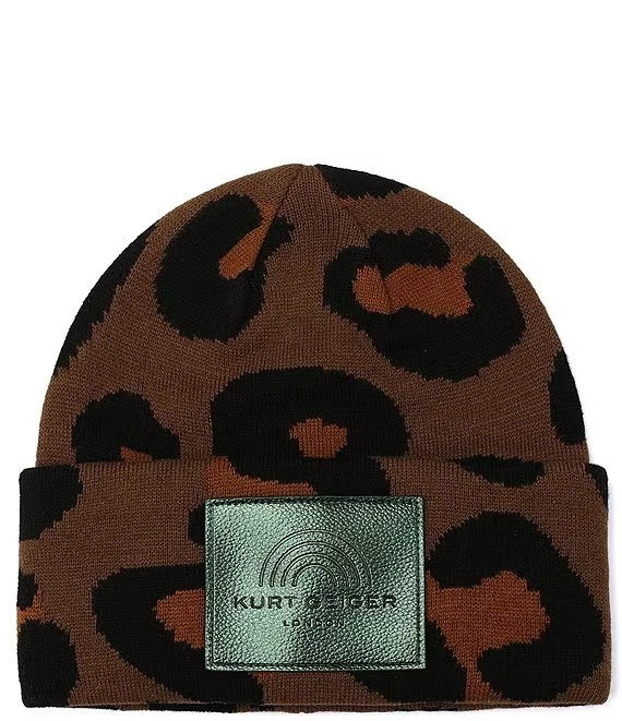 Kurt Geiger London Women’s Leopard Print Cuffed Beanie w Black Logo Patch
Opens in a new window or t