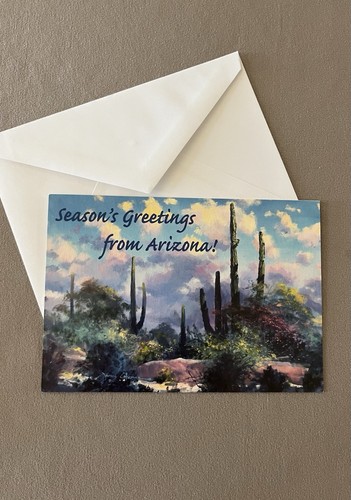 Leanin Tree “Seasons Greetings From Arizona” Christmas Card~4 3/4” X 6 3/4”, New - Picture 2 of 3