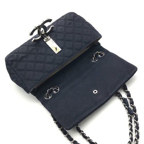 Sac bandoulière chaîne toile CHANEL Cruise Line bleu marine L23xH15xP6,5 cm épaule93 cm a1 - Photo 8/10