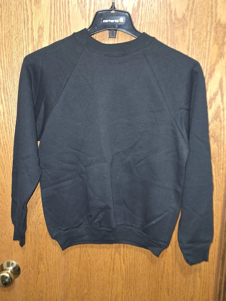 Sudadera De Colección Hanes Her Way Cuello Redondo Pequeña Negra Nueva Con Etiquetas Años 80 90 Ajuste Amplio EE. UU. Foto 2 de 4