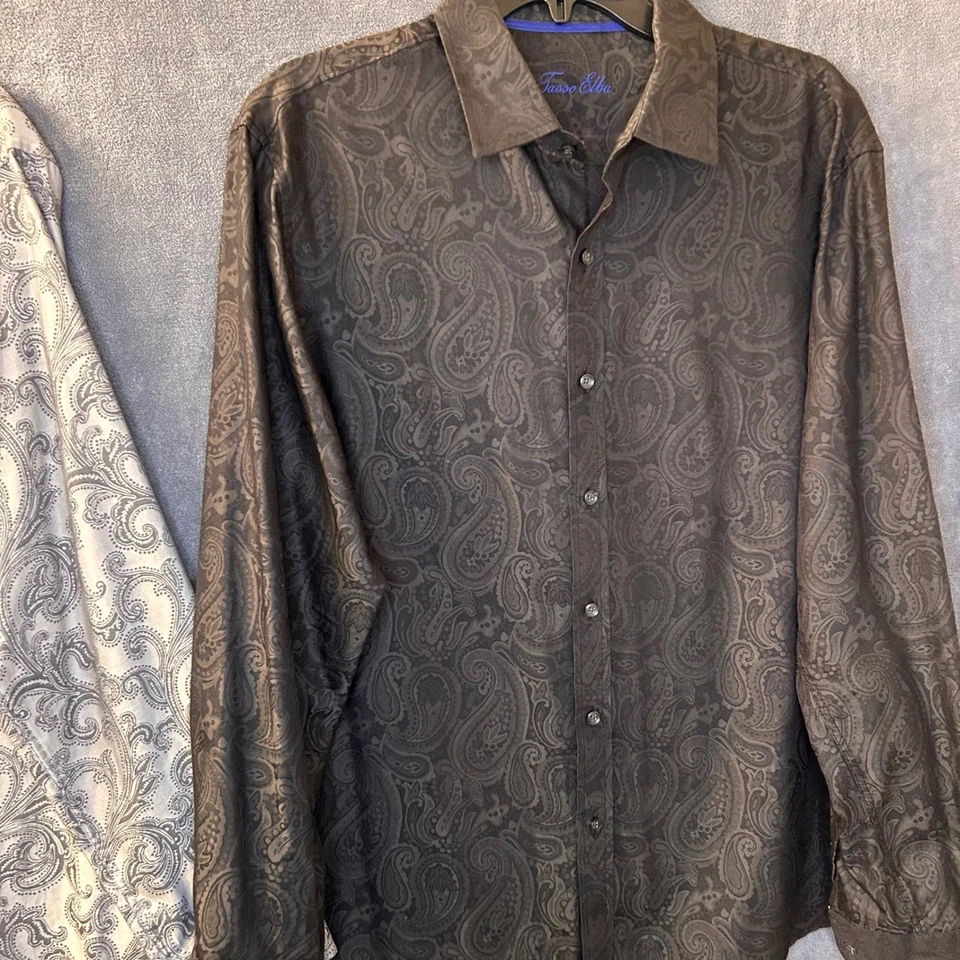 Paquete de camisas Tasso Elba para hombre L puño francés cachemir manga larga con botones Foto 3 de 4