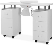 Manicure Table Nail Desk Beauty Salon w/Dust Collector Drawers Wheels Wrist Pad