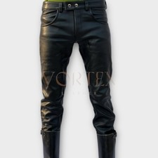 Men's Black Leather Dress Pant In Genuine Soft Lambskin Leather Dress Pant