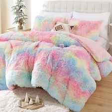 Smoofy Fluffy Queen Comforter Set, Faux Fur Pink Queen, Multi