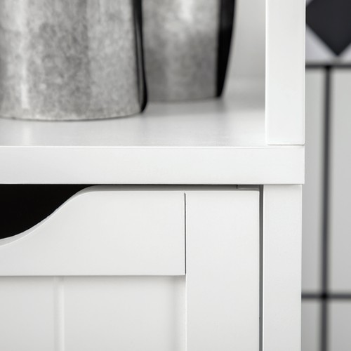 Tall Bathroom Storage Cabinet, Freestanding Linen Tower with 3 Drawers, White - Picture 10 of 11