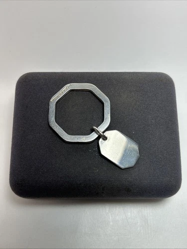 Vintage Tiffany & Co Sterling Silver Octagonal Key Chain Ring No Monogram