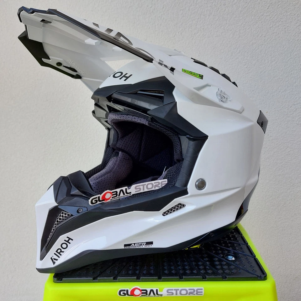 Casque Homme Airoh Aviator 3 Couleur Blanc Brillant Motocross Enduro - Photo 2/4