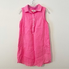 Vineyard Vines Hot Pink Linen Collared Sleeveless Dress Shirtdress Size 4