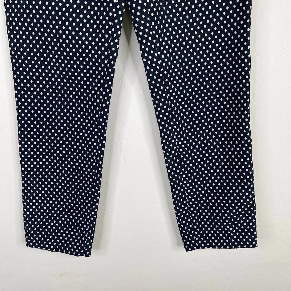 Tory Burch Polka Dot Ankle Pant Cropped Career Casual Cotton Straight Leg Size 6 - Image 3 of 4