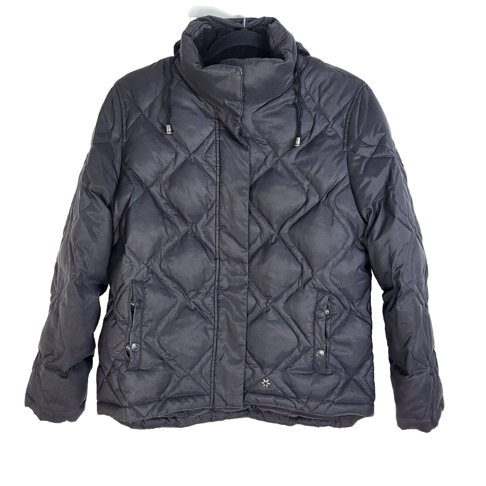 Next Petite Women's Feather Down Hooded Black Bomber Jacket UK Size 10