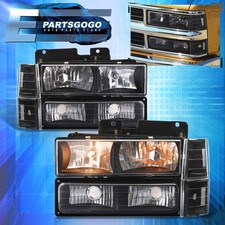 For 94-98 C10 Ck Silverado Suburban Black Headlights Bumper Corner Lamps Set For 94-98 C10 Ck Silverado Suburban Black Headlights Bumper Corner Lamps Set