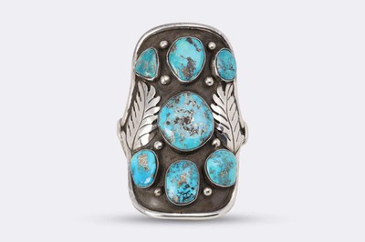 6.75'' Navajo Native Turquoise Saddle Cuff Bracelet Signed Fred Guerro (137.30g.)