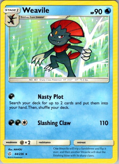 Weavile 44/236 Rare Cosmic Eclipse Pokemon Near Mint