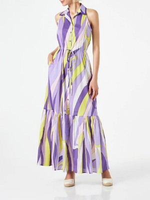 Saint Barth Damen Langes Kleid mit Muster Fantasie Größe M