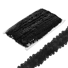 10 Yards 0.8 Inch Elastic Sequins Trim Flat Stretch Sequin Ribbon Black