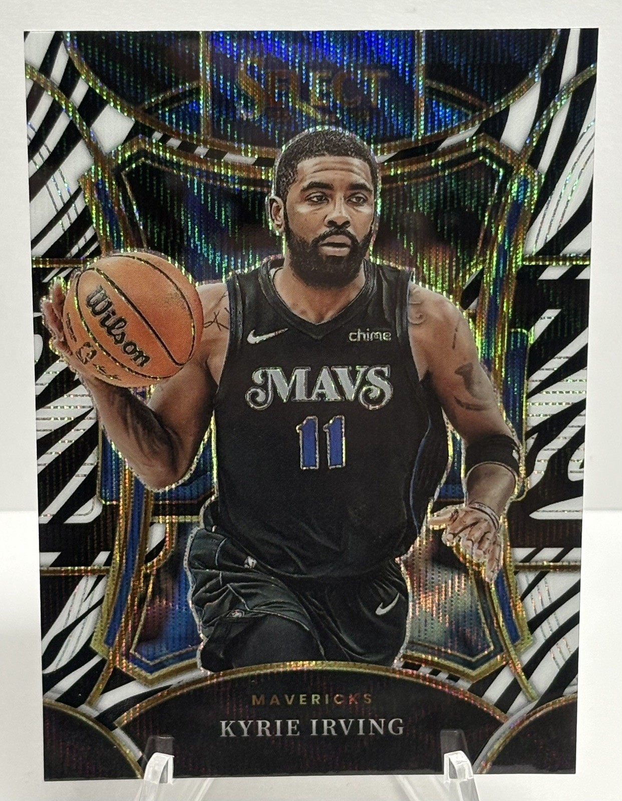2023-24 Panini Select - Mezzanine Level Kyrie Irving #380 Zebra Prizm Mavericks