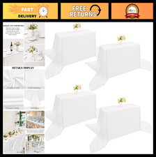 4 Pack 90x156 Inch White Rectangle Tablecloths - Polyester Covers for Weddings,