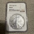 2025 American Silver Eagle 1 oz NGC MS69 $1 BU .999 Fine Coin