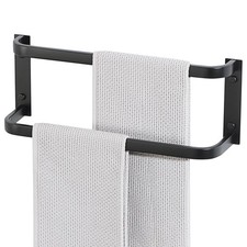 24" Double Towel Bar Rack for Bathroom   Matte Black Finish