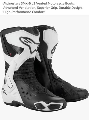 Alpinestars SMX-6 V3 Vented Boots, Black/White *NEW*