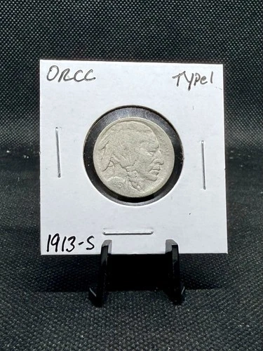 1913-S (Type 1) Buffalo Nickel (G - 4 Condition) Key Date!