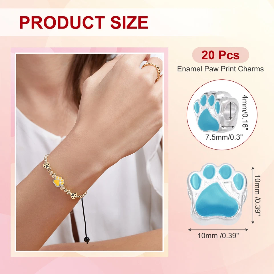 Эмаль лапы печати подвески, сплава собаки кошки лапы большой отверстие бисер, 20 шт. (синий) - Изображение 2 из 4