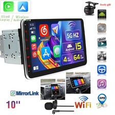 Double 2 DIN Rotatable 10.1'' Android 15 Touch Screen Car Stereo Radio GPS Wifi