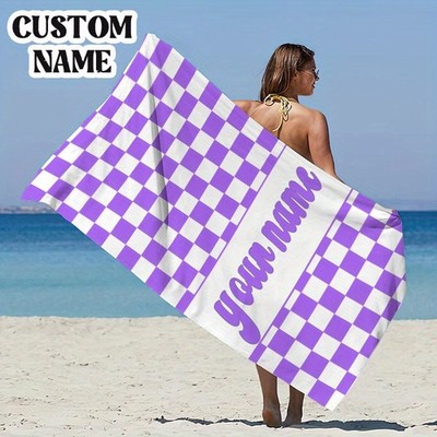 Customizable Name Geometric Beach Towel - Extra Large Ultra-Soft Microfiber, Ch