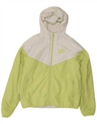 NIKE Mens Hooded Bomber Jacket UK 38 Medium Green Colourblock Polyester BL29