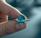 Indicolite Tourmaline Ring 925 Sterling Silver Women’s Engagement Ring.