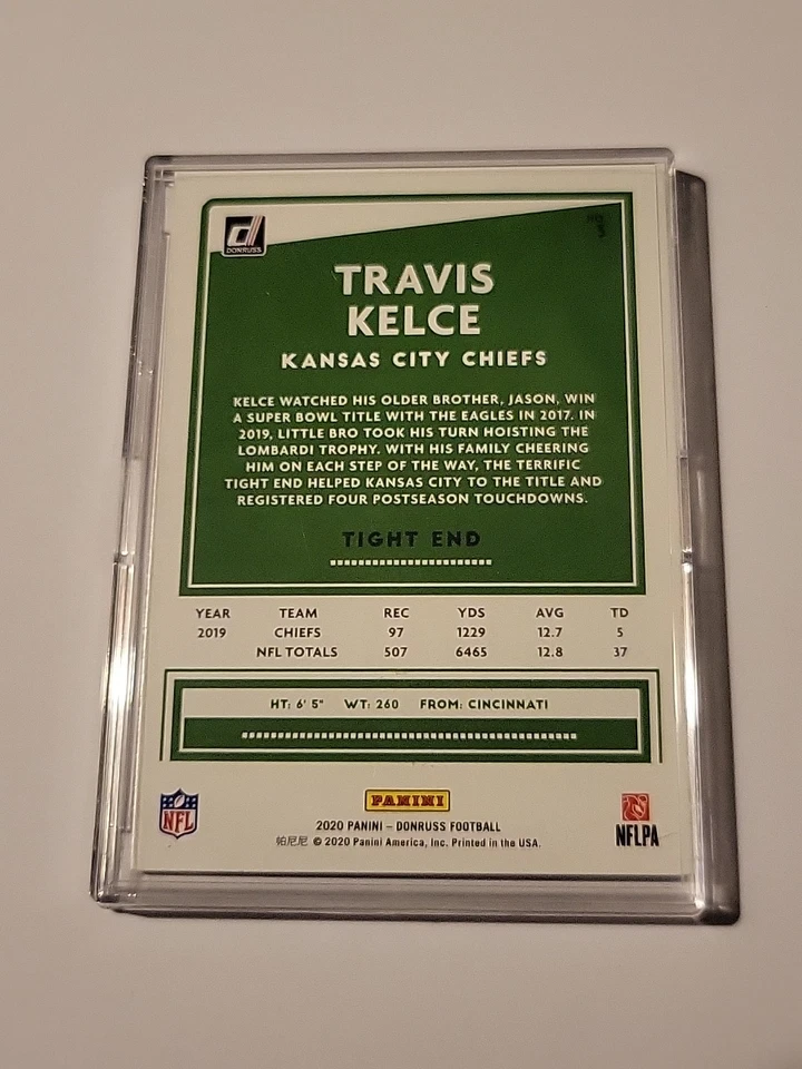 Travis Kelce Hand-Signed Autograph 2020 Panini Donruss Football #3 Chiefs - Image 2 of 4