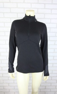 Helly Hansen Womens Lifa Merino Wool Half Zip Mock Top L Base Layer Charcoal