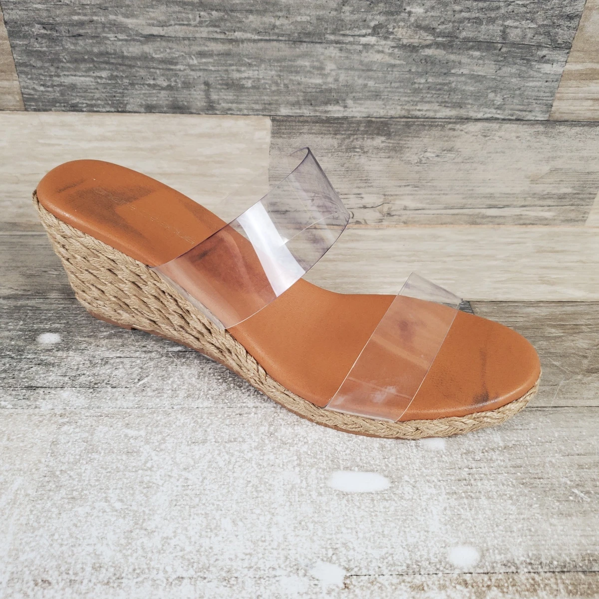 Sandales Compensées Andre Assous – Cuir Noir Et Liège – Taille 36 (US 5.5) – Occasion Très Bon état