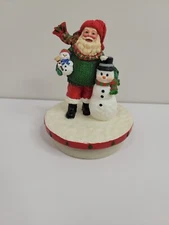 Our America Candle Topper Cap Lid Santa Claus Snowman Winter Christmas