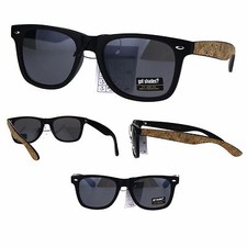 Mens Cork Wood Arm Horned Rim Hipster Retro Geek Sunglasses