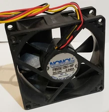 NONOIse F8025E12B1-HP 12V 0.240A 80mm x 80mm x 25mm Chassis Fan, Used