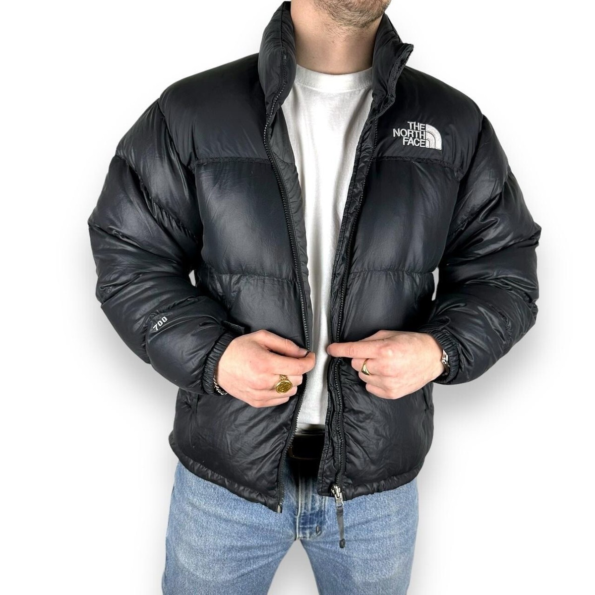 Vtg TNF The North Face 700 Nuptse Down Puffer Jacket, Black