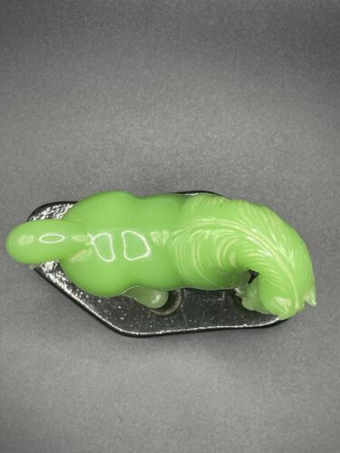 Vintage Chinese Green Peking Glass Tang Horse Miniature Figurine with Wood Base - Picture 3 of 8
