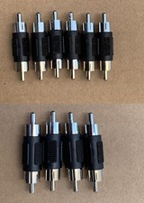 MALE TO MALE AUDIO RCA BARREL BUTT CONNECTOR COUPLER 10 PACK