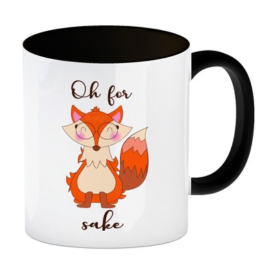 Fuchs Kaffeebecher in schwarz mit Spruch Oh for Fox sake