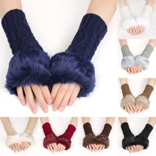 Women Woolen Gloves Fingerless Knitted short Sleeve hand Warm Mittens 32451